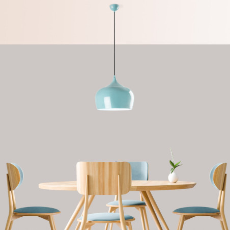 Suspension - E27 - H 36 à 125 cm - Turquoise