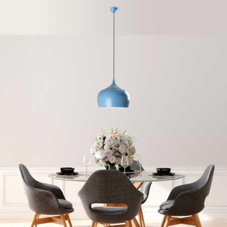 Suspension - E27 - H 36 à 125 cm - Bleu Clair
