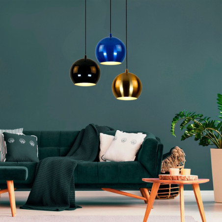 Suspension 3 Lumières - E27 - H 30 à 100 cm - Multicolore
