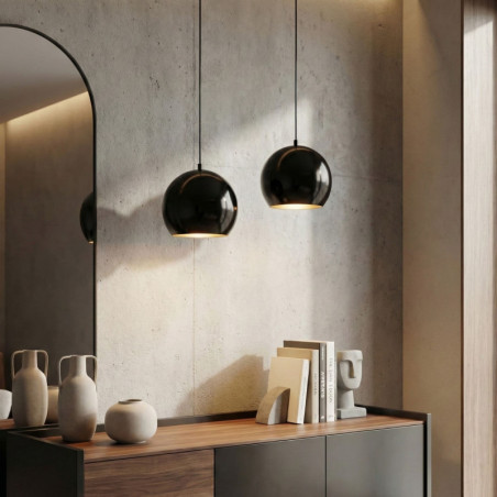 Suspension 2 Lumières - E27 - H 45 à 110 cm - Noir