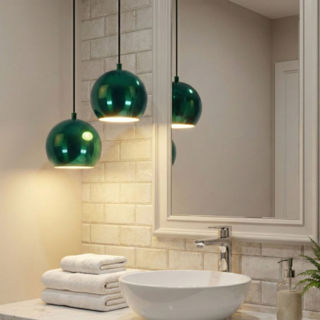 Suspension 2 Lumières - E27 - H 35 à 100 cm - Vert
