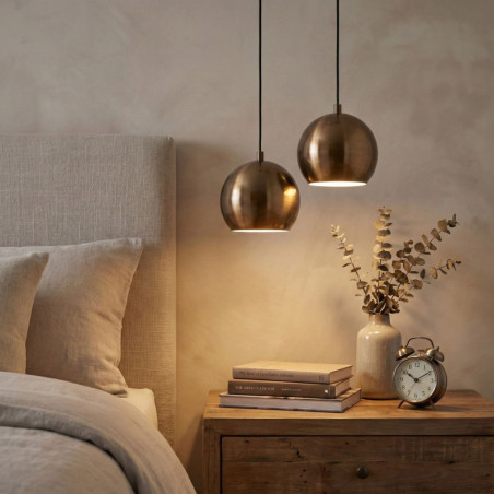 Suspension 2 Lumières - E27 - H 35 à 100 cm - Effet Vieilli