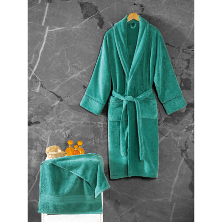 Ensemble Peignoir et Serviette - 50 x 90 cm - Coton 100 % - Vert