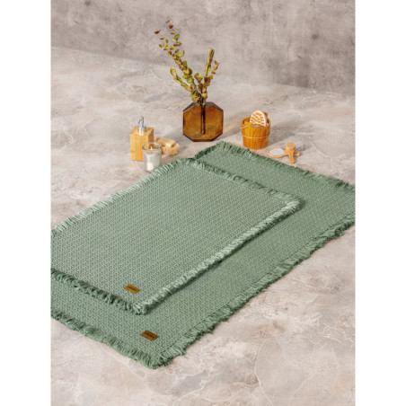 Lot de 2 Tapis de Bain - Coton 100 % - Vert