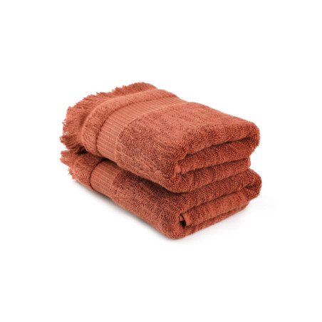 Lot de 2 Serviettes de Toilette - 50 x 90 cm - Coton 100 % - Gingembre