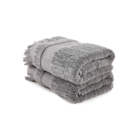 Lot de 2 Serviettes de Toilette - 50 x 90 cm - Coton 100 % - Gris Foncé