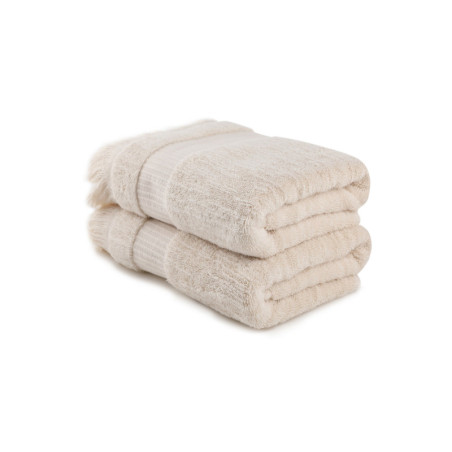 Lot de 2 Serviettes de Toilette - 50 x 90 cm - Coton 100 % - 550 g/m² - Cappuccino
