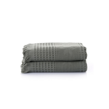 Lot de 2 Serviettes de Toilette - 50 x 90 cm - Coton 100 % - 400 g/m² - Vert
