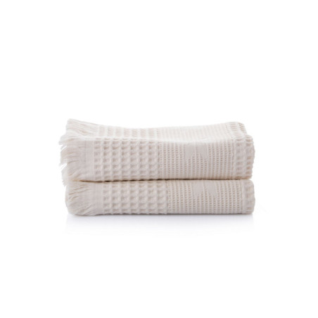 Lot de 2 Serviettes de Toilette - 50 x 90 cm - Coton 100 % - Écru