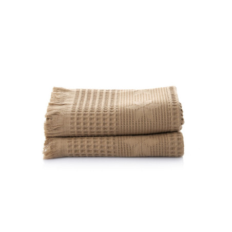 Lot de 2 Serviettes de Toilette - 50 x 90 cm - Coton 100 % - Marron