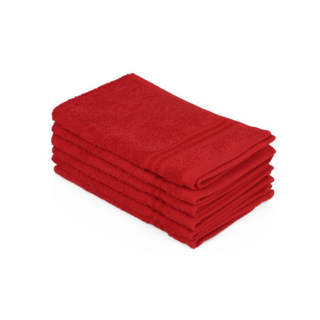 Lot de 6 Serviettes Invité - 30 x 50 cm - Coton 100 % - Rouge