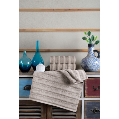 Lot de 2 Serviettes de Toilette - 50 x 90 cm - Microcoton 100 % - 500 g/m² - Cappuccino