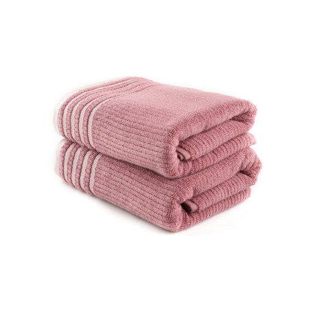 Lot de 2 Draps de Bain - 75 x 150 cm - Microcoton 100 % - Rose