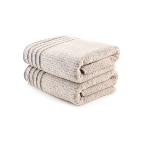 Lot de 2 Draps de Bain - 75 x 150 cm - Microcoton 100 % - Marron Clair