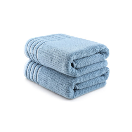 Lot de 2 Draps de Bain - 75 x 150 cm - Microcoton 100 % - Bleu