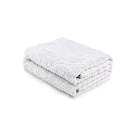 Lot de 2 Serviettes de Toilette - 50 x 90 cm - Coton 100 % - Gris Clair