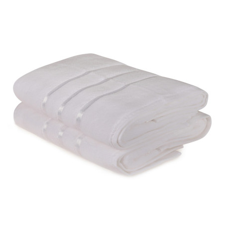 Lot de 2 Draps de Bain - Microcoton 100 % - Blanc