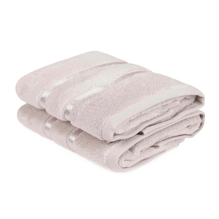Lot de 2 Serviettes de Toilette - 50 x 90 cm - Microcoton 100 % - Lilas Clair