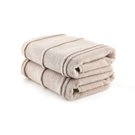 Lot de 2 Draps de Bain - 75 x 150 cm - Microcoton 100 % - Marron Clair