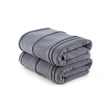 Lot de 2 Serviettes de Toilette - 50 x 90 cm - Microcoton 100 % - Fumé