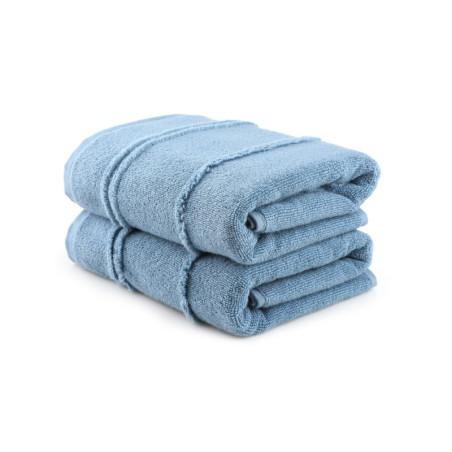 Lot de 2 Serviettes de Toilette - 50 x 90 cm - Microcoton 100 % - Bleu
