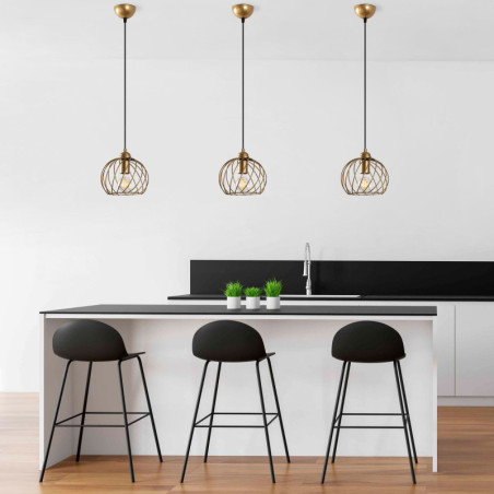 Suspension - E27 - 20 x 20 x 115 cm - Doré
