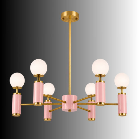 Suspension 6 Lumières - E27 - 75 x 75 x 67 cm - Rose