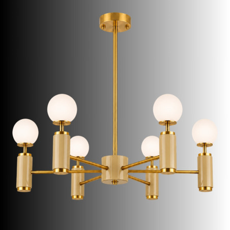 Suspension 6 Lumières - E27 - 75 x 75 x 67 cm - Jaune