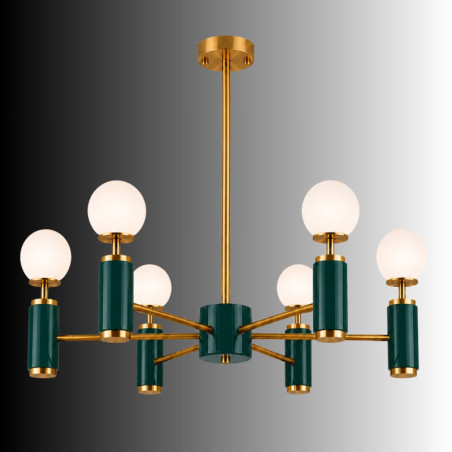 Suspension 6 Lumières - E27 - 75 x 75 x 67 cm - Vert Foncé