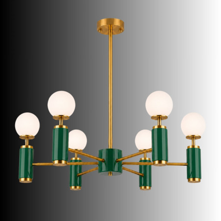 Suspension 6 Lumières - E27 - 75 x 75 x 67 cm - Vert Clair