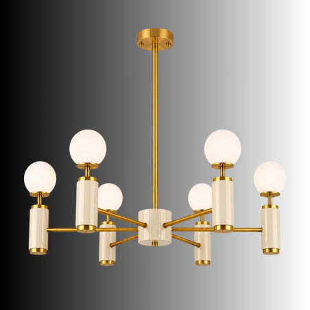 Suspension 6 Lumières - E27 - 75 x 75 x 67 cm - Beige