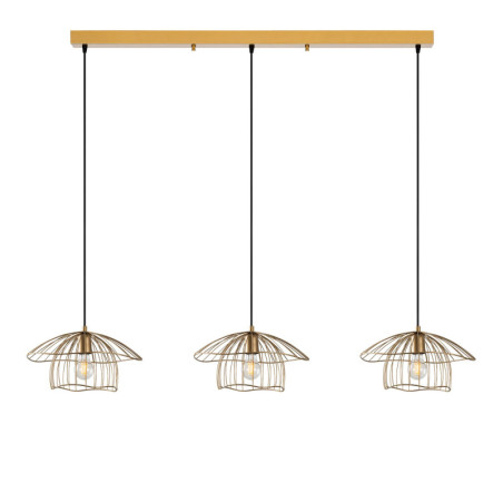 Suspension 3 Lumières - E27 - 155 x 35 x 110 cm - Doré