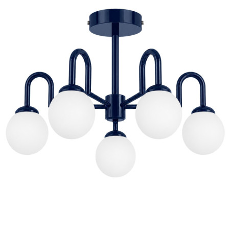 Suspension 5 Lumières - E27 - 70 x 70 x 40 cm - Bleu Marine