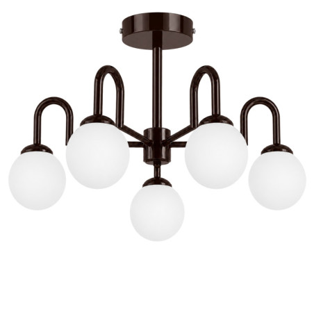 Suspension 5 Lumières - E27 - 70 x 70 x 40 cm - Marron Foncé