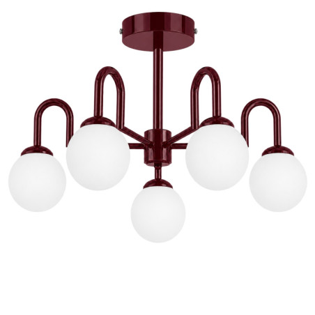 Suspension 5 Lumières - E27 - 70 x 70 x 40 cm - Bordeaux
