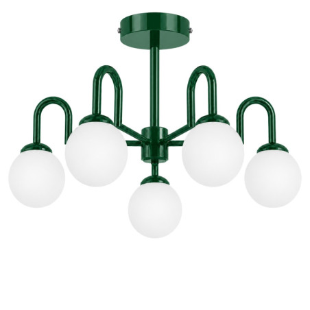 Suspension 5 Lumières - E27 - 70 x 70 x 40 cm - Vert Foncé