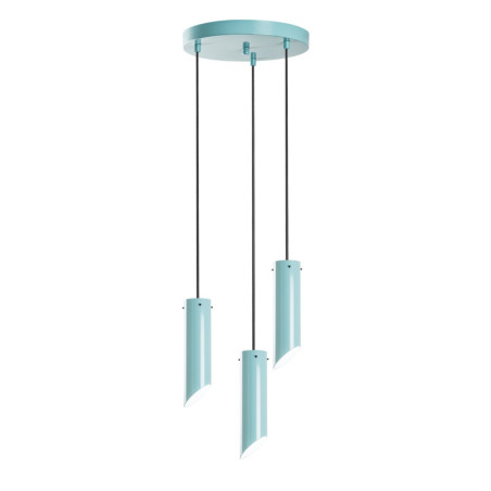 Suspension 3 Lumières - E27 - Ø 8 cm - H 75 à 114 cm - Turquoise
