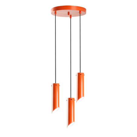 Suspension 3 Lumières - E27 - Ø 8 cm - H 75 à 114 cm - Orange