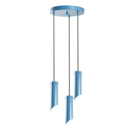 Suspension 3 Lumières - E27 - Ø 8 cm - H 75 à 114 cm - Bleu Clair