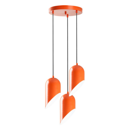 Suspension 3 Lumières - E27 - Ø 14 cm - H 75 à 121 cm - Orange