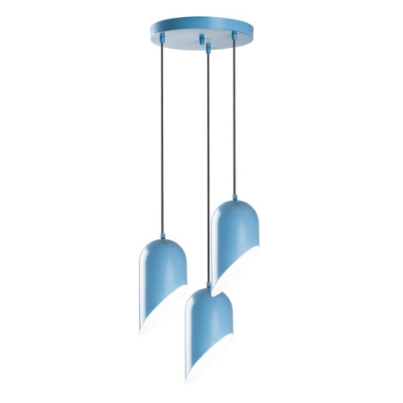 Suspension 3 Lumières - E27 - Ø 14 cm - H 75 à 121 cm - Bleu Clair
