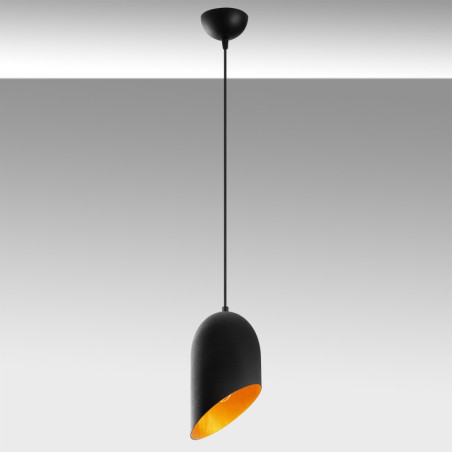 Suspension - E27 - Ø 12 cm - H 36 à 122 cm - Noir et Doré