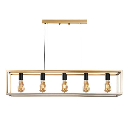 Suspension 5 Lumières - E27 - H 30 à 80 cm - Doré