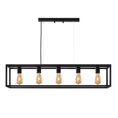 Suspension 5 Lumières - E27 - H 30 à 80 cm - Noir