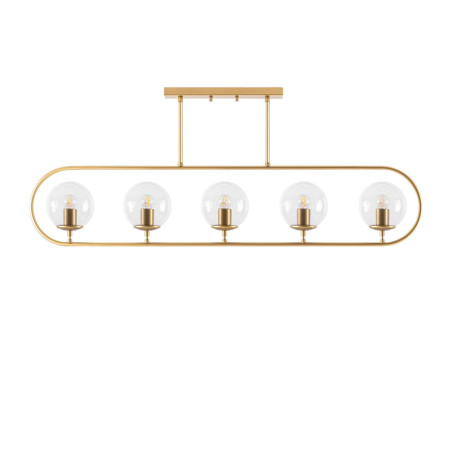 Suspension 5 Lumières - E14 - 122 x 15 cm - H 49 cm - Doré