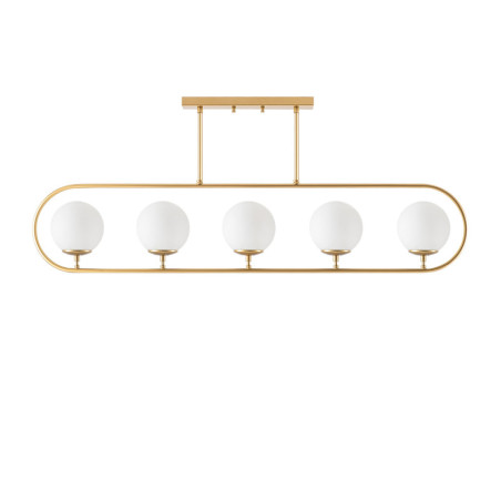 Suspension 5 Lumières - E14 - 122 x 15 cm - H 49 cm - Doré