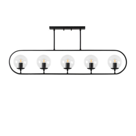 Suspension 5 Lumières - E14 - 122 x 15 cm - H 49 cm - Noir