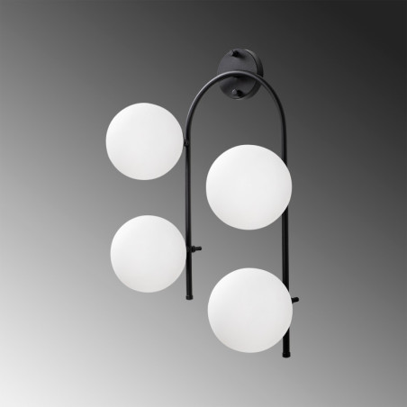 Applique Murale 4 Lumières - E14 - 40 x 26 cm - H 62 cm - Noir et Crème
