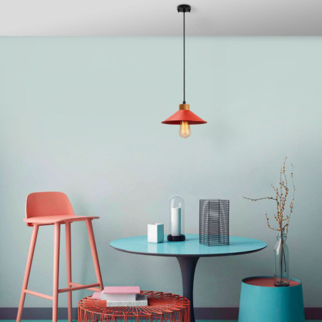 Suspension - E27 - 103 x 24 cm - H 103 cm - Rouge