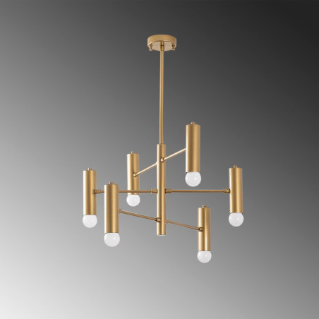 Suspension 6 Lumières - E14 - 55 x 55 x 73 cm - Doré